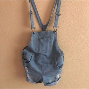 Light wash denim romper
